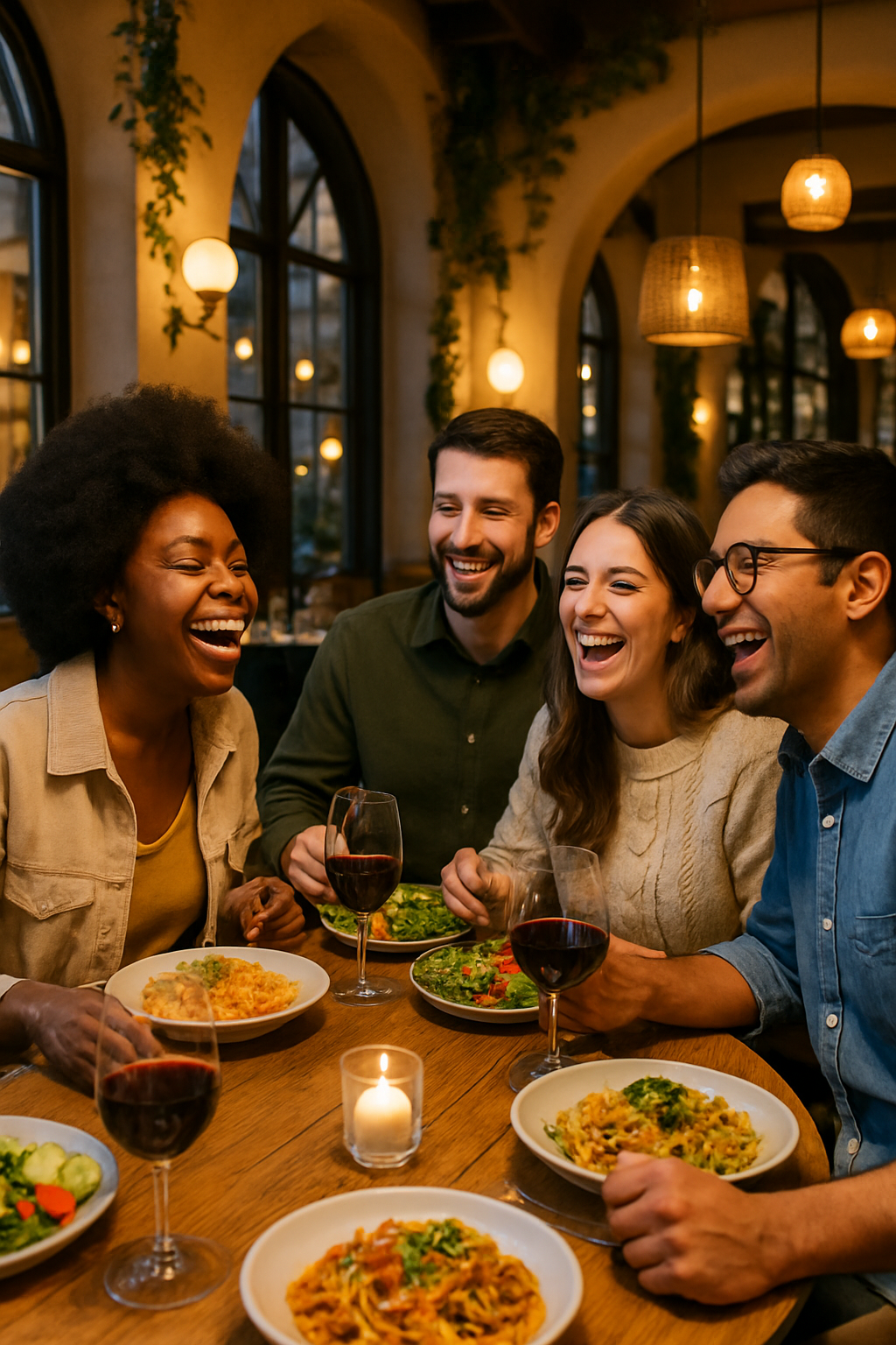 Group celebrating on a rooftop